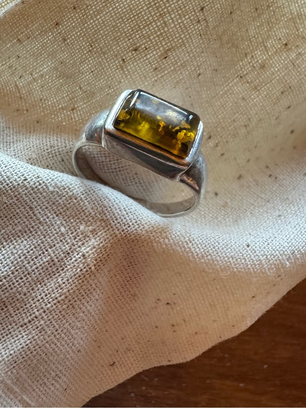 Silver Amber ring